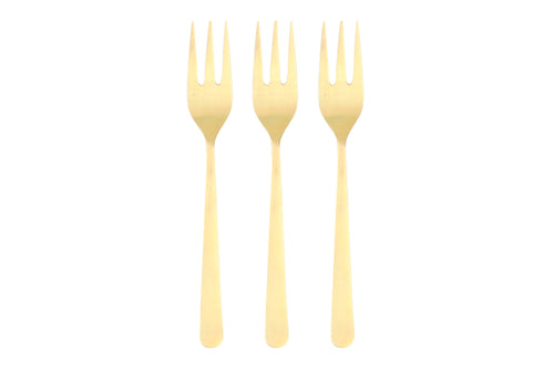 Oslo Cocktail Fork Set in Matte Gold