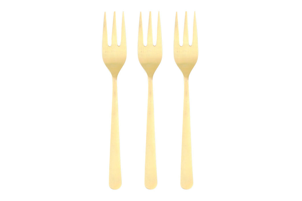 Oslo Cocktail Fork Set in Matte Gold